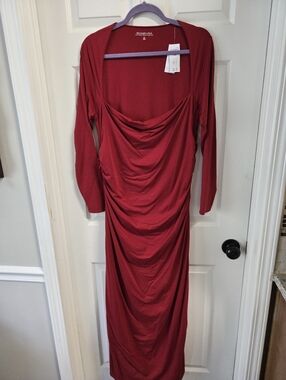 *NWT* Abercrombie & Fitch Red Fitted Long Sleeve Dress Size XL